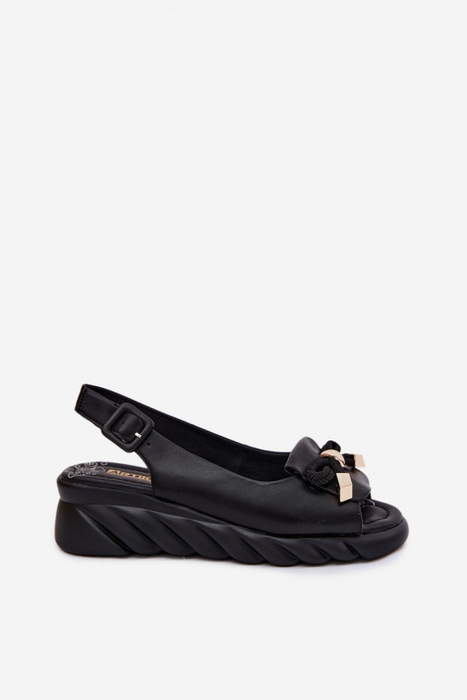 Black women's sandals with platform and ornaments Artiker 58C0055