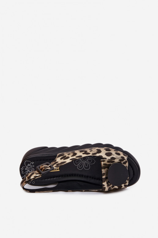 Golden platform sandals with leopard print Artiker 58C059