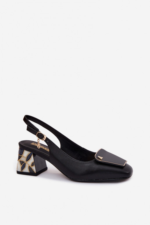 Leather Heeled Shoes With Ornament Artiker 58C0674 Black