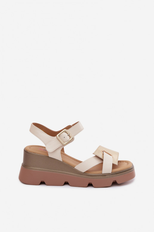 Platform sandals Artiker 58C0312 sand and gold color