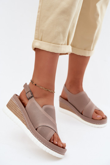 Basutės su platforma iš natūralios odos Artiker 58C3146 smėlio spalvos