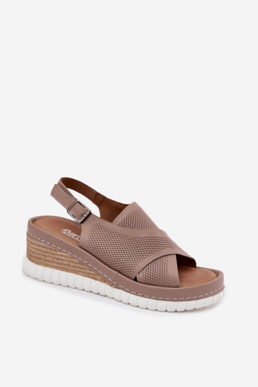 Women's Platform Sandals Natural Leather Artiker 58C3146 Dark Beige