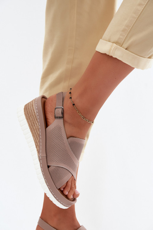 Platform sandals made of natural leather Artiker 58C3146 sand color