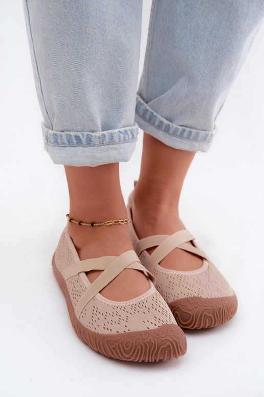 Sports Ballet Flats with Elastic Straps Artiker 58C1903 Beige