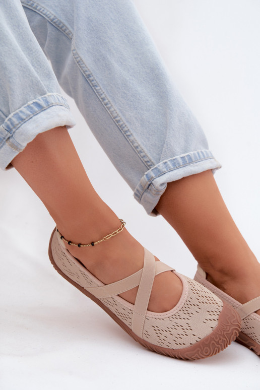 Sports Ballet Flats with Elastic Straps Artiker 58C1903 Beige