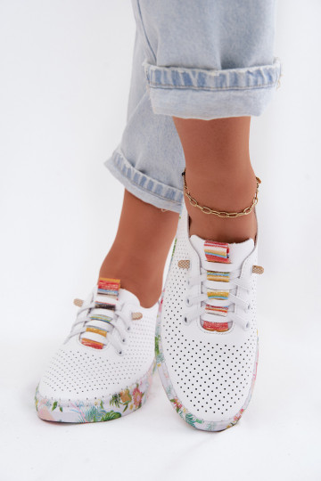 Leather shoes with patterned platform Artiker 58C0597 white color 2