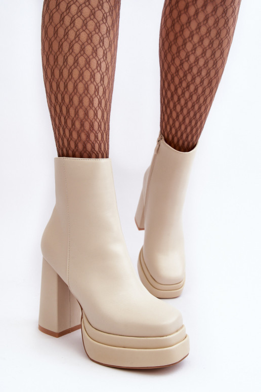 Women's High Heel and Platform Boots Light Beige Sandstra
