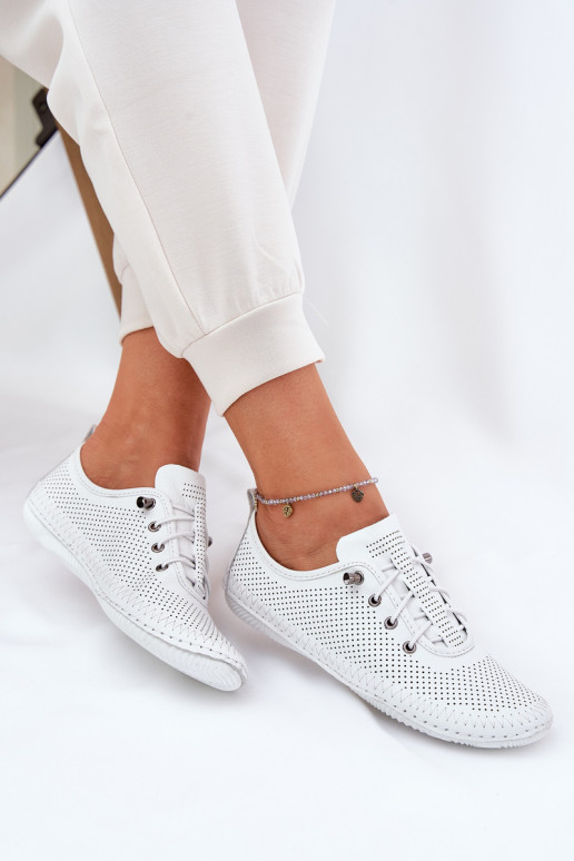 Ladies Leather Shoes Made Of Natural Leather Artiker 54C0831 White