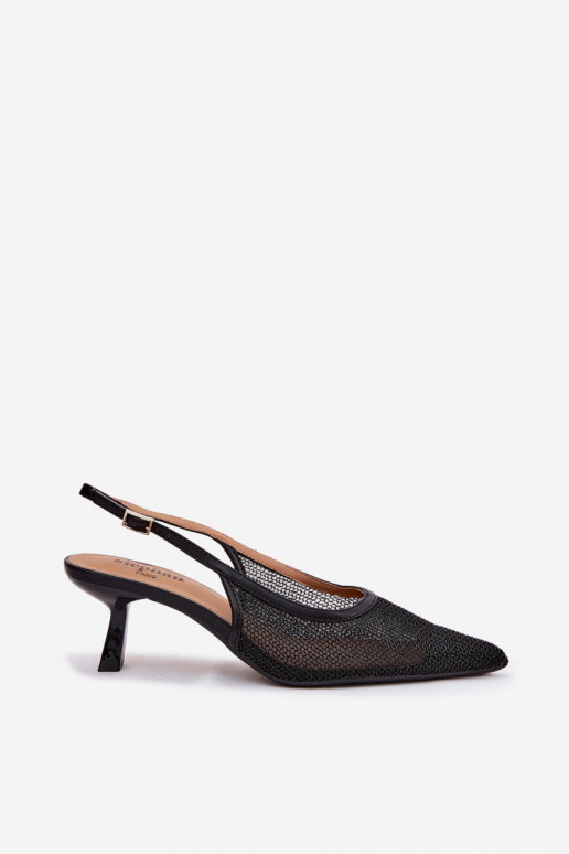 Black mesh sandals on a slim heel Calora