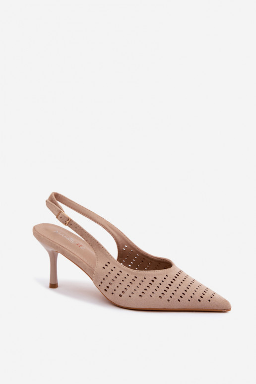 Sand faux suede sandals with thin heels made of faux suede Torielle