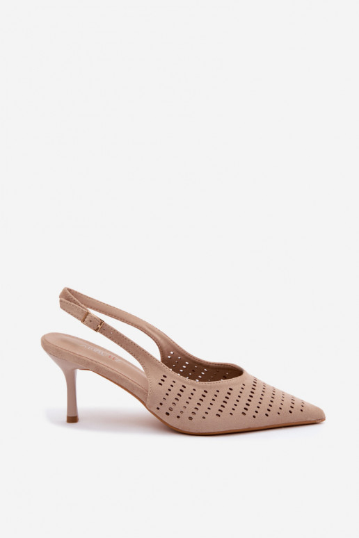 Sand faux suede sandals with thin heels made of faux suede Torielle