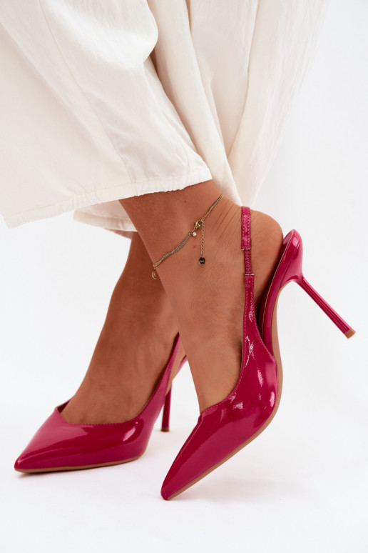 Pink patent high-heeled sandals in faux leather Calera