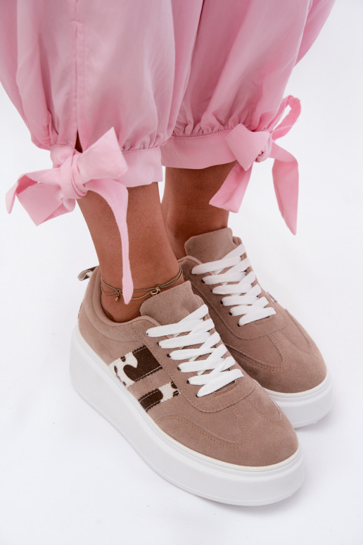 Platform sneakers in sand faux suede Averin