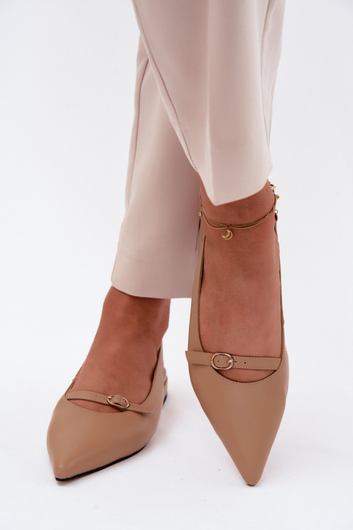 Women's sandals with wide heels Tai turiciejka K7449-04 sand