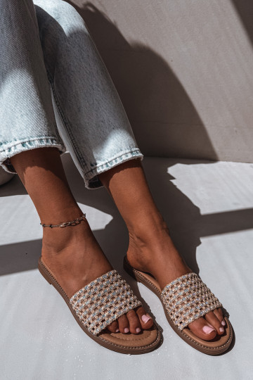 Brown slippers with shiny details Fendi 2