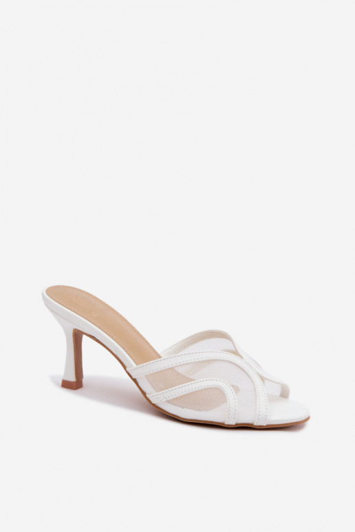 Starla heeled slippers in white