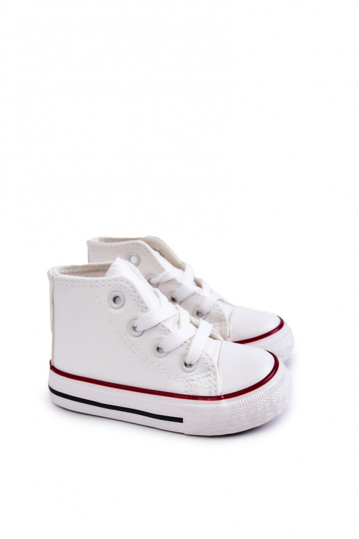 Children's white leather high-top sneakers Tai turirney