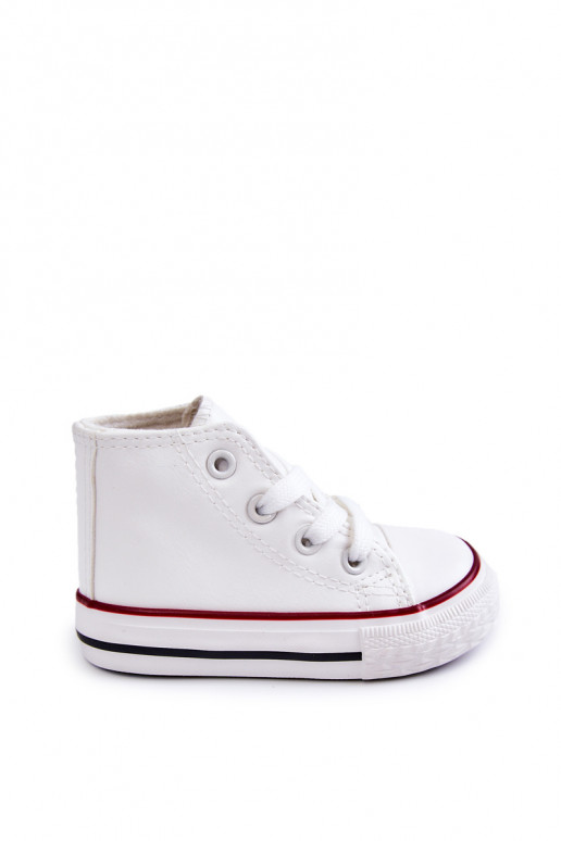 Children's white leather high-top sneakers Tai turirney