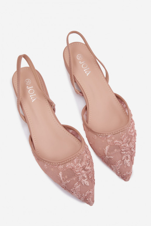 Pink mesh sandals with laces and wide heel Selissey