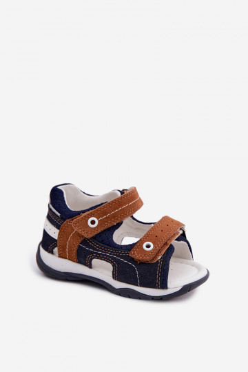 Bartek 84408-66 suede sandals for boys in blue-brown