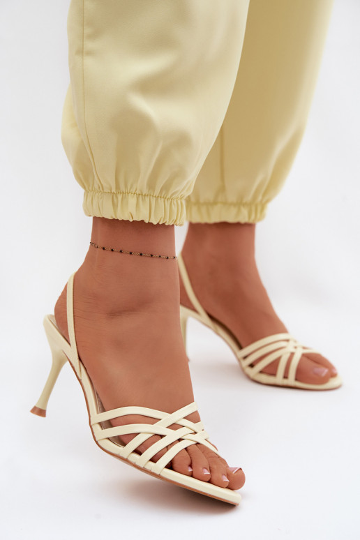 Yellow sandals with thin heel and straps Velivelle