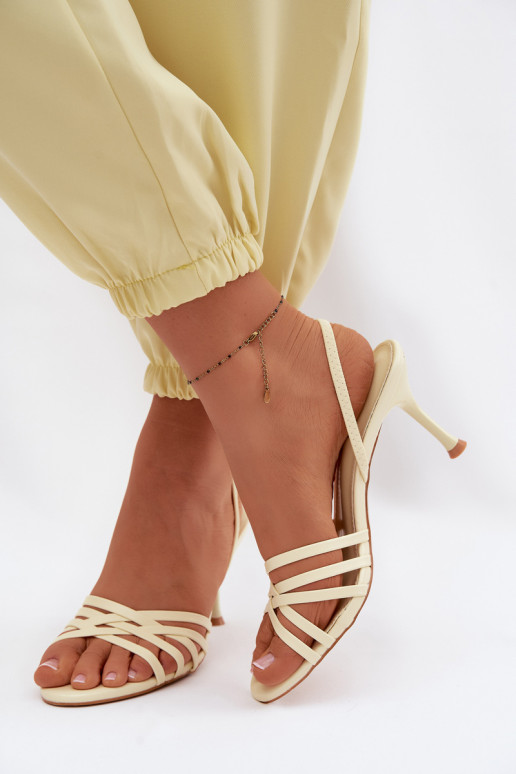 Yellow sandals with thin heel and straps Velivelle