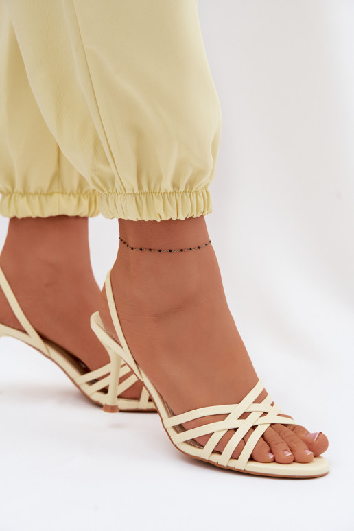 Yellow sandals with thin heel and straps Velivelle
