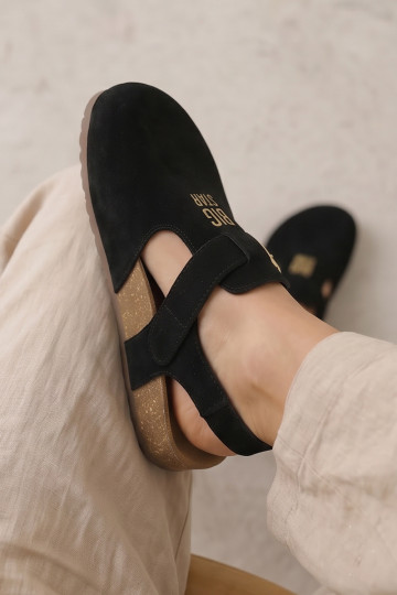 Women's sandals made of natural suede Big Star TT274544 black 2