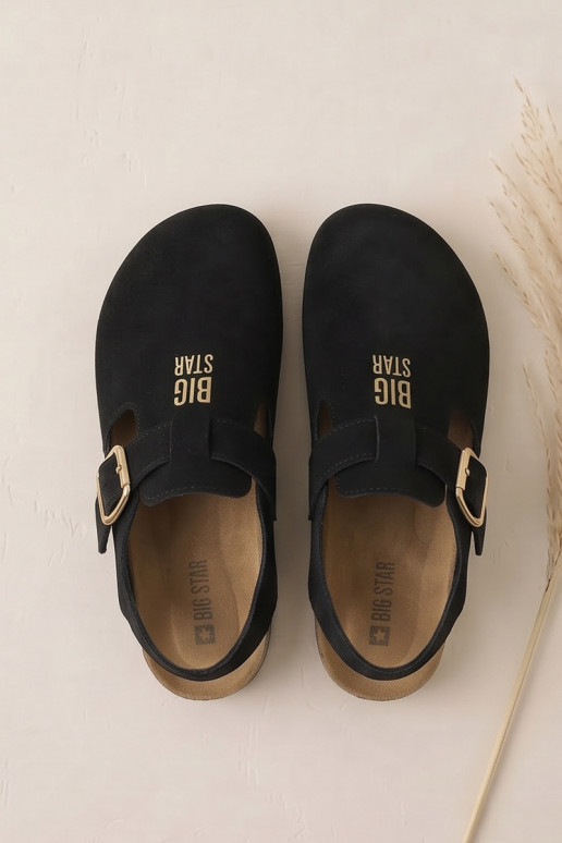Sandały DamskiewithNaturalnego Zamszu Big Star TT274544 Czarne
