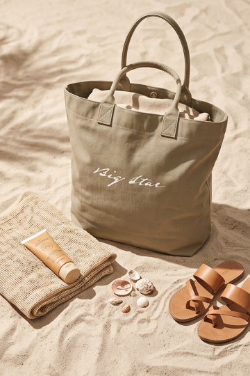 Fabric handbag/shopper Big Star RR574235 dark sand