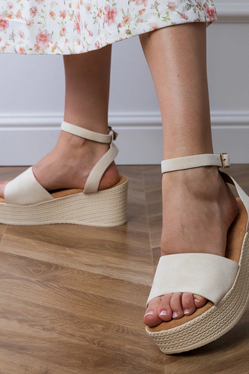 Sand platform sandals in faux suede Ganra 2