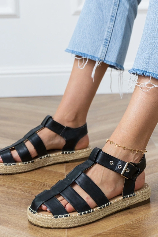Black closed espadrilles sandals Kleona