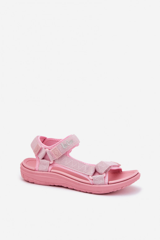 Pink women's sandals with sticky fastenings Lee Cooper LCIN-25-34-3561L