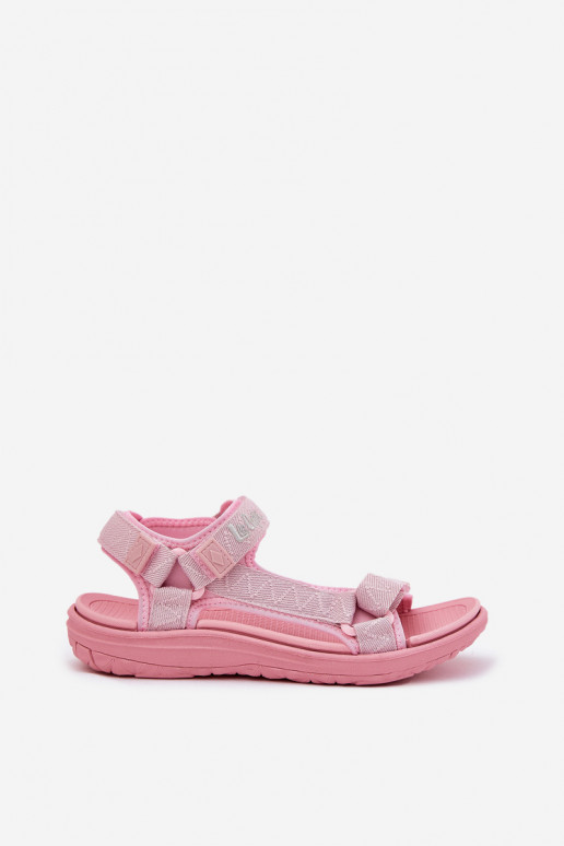Pink women's sandals with sticky fastenings Lee Cooper LCIN-25-34-3561L