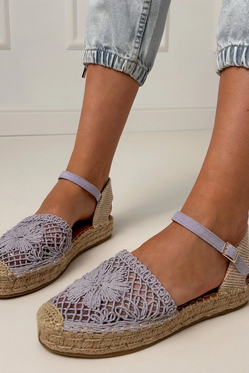 Fioletowe koronkowe espadryle Santos