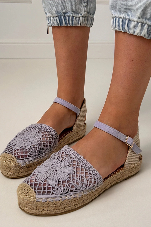 Fioletowe koronkowe espadryle Santos