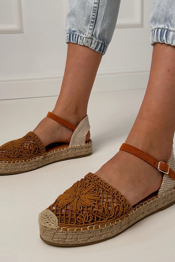Brown perforated espadrille sandals Santos