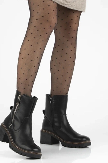 Black ankle boots made of natural leather on a heel Brenda