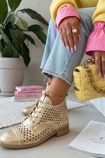 Golden perforated ankle boots Potocki