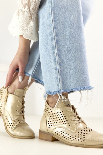 Golden perforated ankle boots Potocki 2