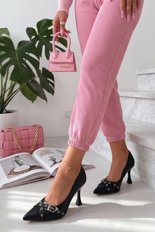 Black stilettos with a decorative buckle Aeliana