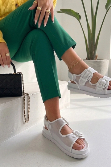 White sandals with adjustable straps Mila 2
