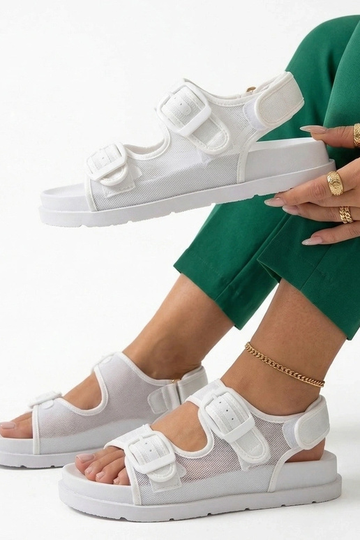 White sandals with adjustable straps Mila