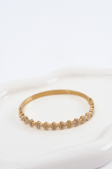 Gold women's bracelet with sparkling stones 2