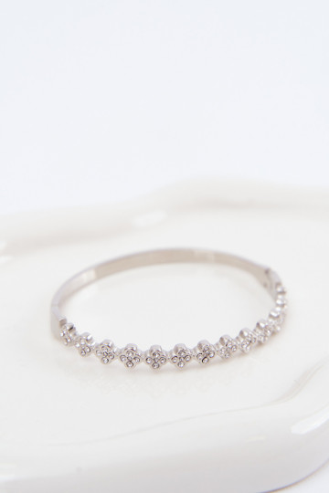 Silver women's bracelet with sparkling stones 2