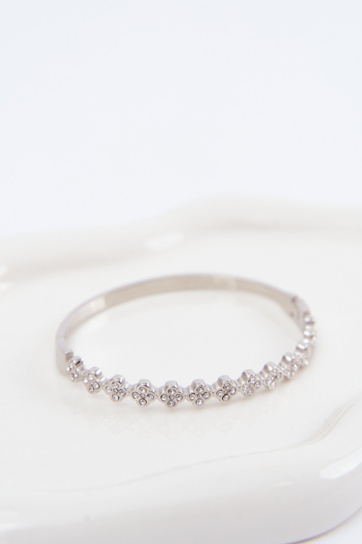 Silver women's bracelet with sparkling stones