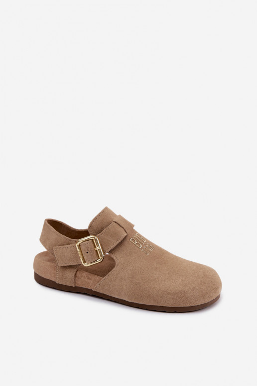 Women's sandals made of natural suede Big Star TT274542 beige