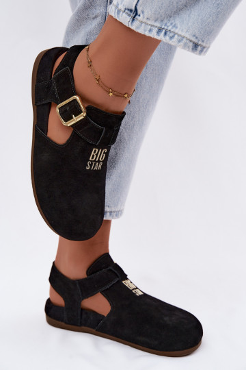 Women's sandals made of natural suede Big Star TT274544 black