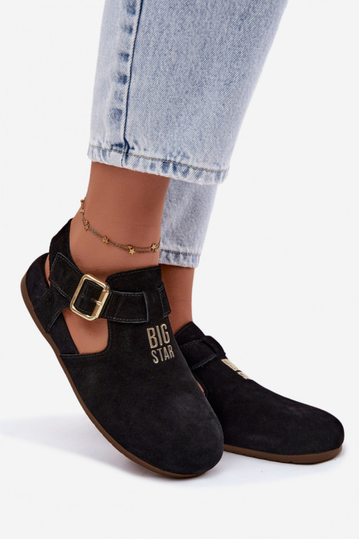 Women's sandals made of natural suede Big Star TT274544 black