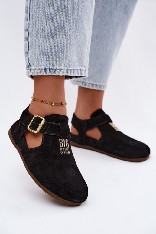 Women's sandals made of natural suede Big Star TT274544 black